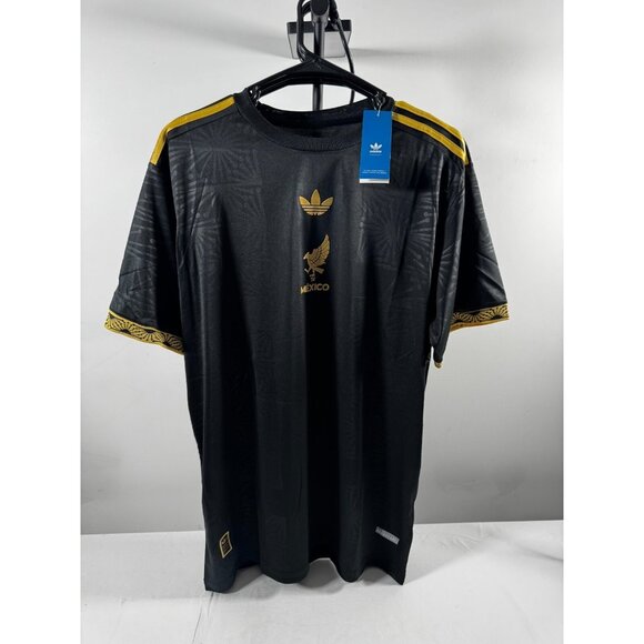 Adidas Mexico De Oro Jersey Black Gold 3XL Trefoil Retro P95985 BNWT Slim Fit - Picture 1 of 6